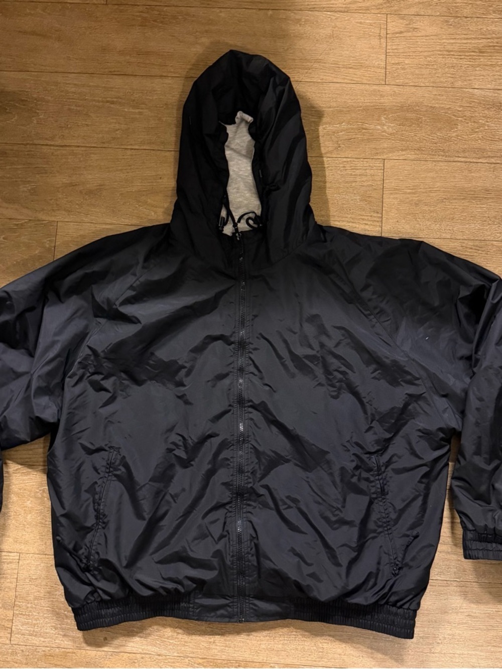 Men's Black Hooded Windbreaker Jacket - Lightweight Outdoor Shell 4XL